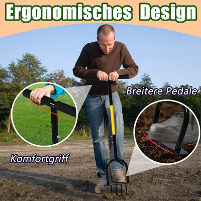 YRHome 3 in 1 Manueller Rasenbelüfter Rasenlüfter 98,5cm Aerifizierer für Rasen Multi Gartenkralle V