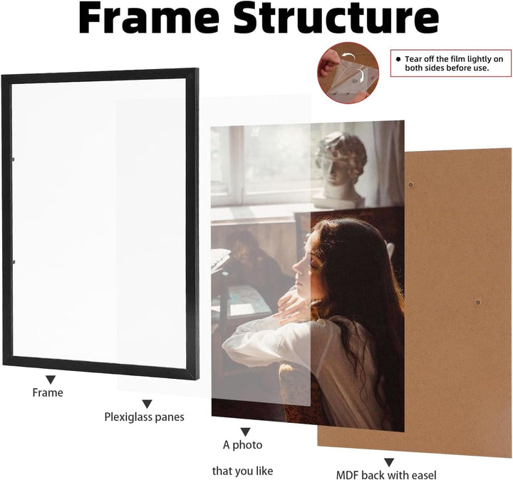 LYYYYX Bilderrahmen Holz 15×21cm mit bruchsicherem Acrylglas zum senkrechten oder waagerechten Aufhä