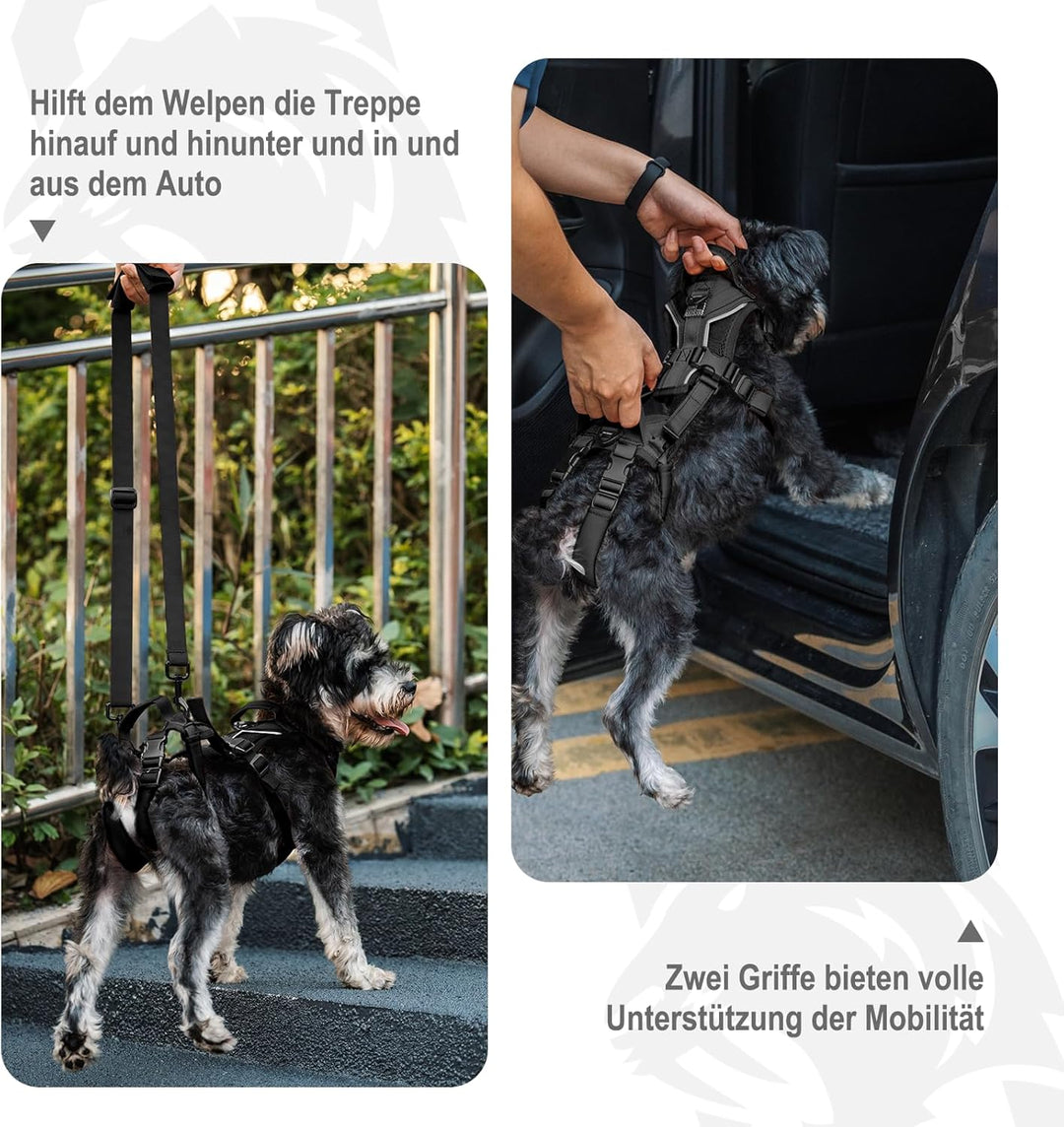 OneTigris Hundegeschirr, Hopper Kleines Unterstützung Geschirr Einstellbares Hebegeschirr mit 2 Grif