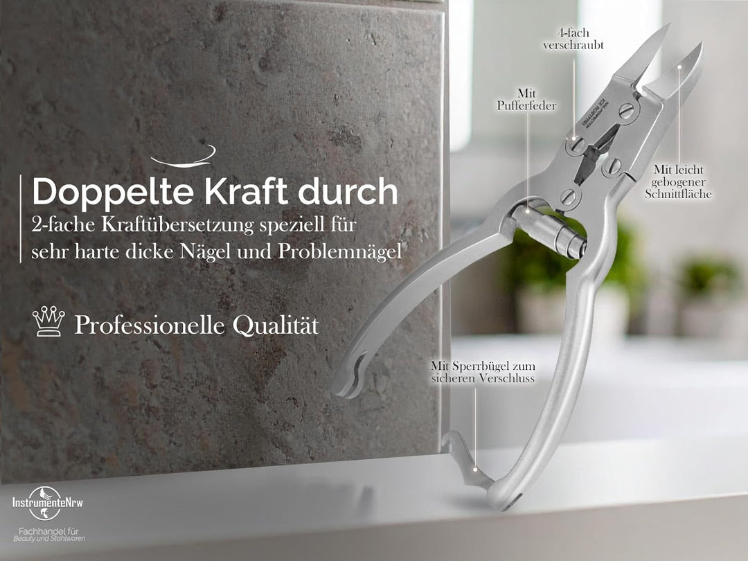 Fuss Nagelzange mit doppelter Übersetzung aus Edelstahl für kräftige starke verdickte Fussnägel
