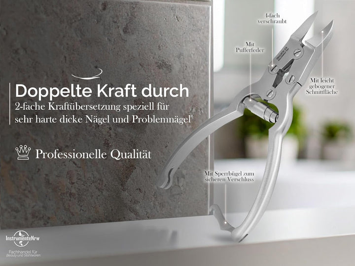 Fuss Nagelzange mit doppelter Übersetzung aus Edelstahl für kräftige starke verdickte Fussnägel