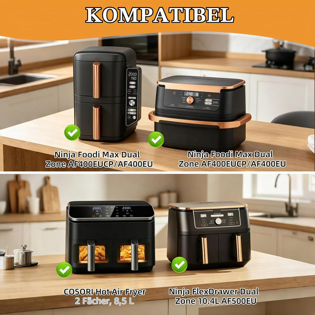 2 Stück Ninja AF400EU/SL400EU/Cosori Glas Auflaufform mit Deckel, Heissluftfritteuse Zubehör aus Bor