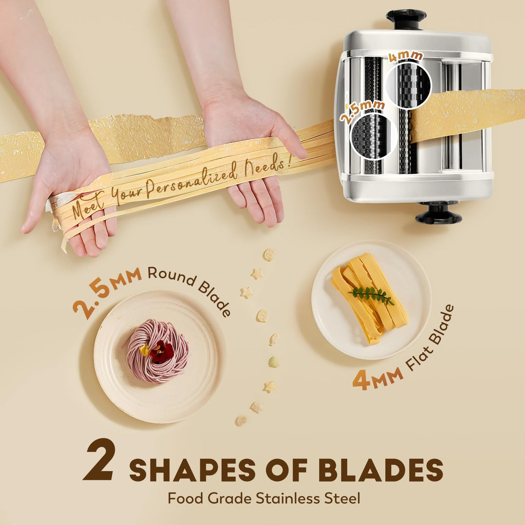 CGOLDENWALL Elektrische Nudelmaschine Haushalts Frisch Nudelteigmaschine aus Edelstahl mit 2.5mm Run