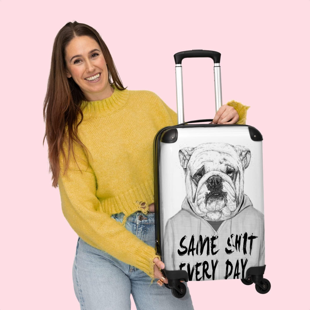 NoBoringSuitcases.com® Koffer Handgepäck Trolley Rollkoffer Kleine Reisekoffer mit 4 Rollen - Hund -