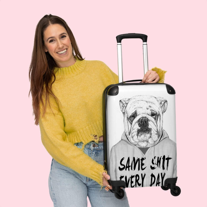 NoBoringSuitcases.com® Koffer Handgepäck Trolley Rollkoffer Kleine Reisekoffer mit 4 Rollen - Hund -