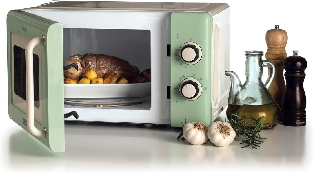 Ariete 3960 Mikrowelle Vintage, 800 W, Fassungsvermögen 20 l, 3 Funktionen, 6 Kochstufen, Timer, Grü