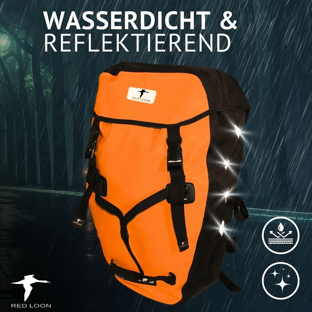 Red Loon wasserdichter Fahrrad Rucksack Fahrradrucksack 22L Pro orange/schwarz - Rolltop Backpack mi