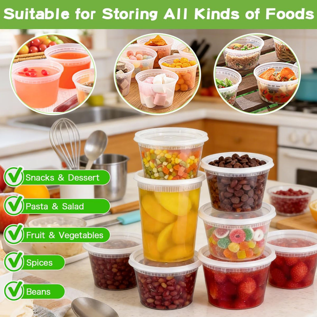Kleemeiero 50 Sets Frischhaltedosen mit Deckel Vorratsdosen 8, 16, 32 oz Deli Container Luftdichte K