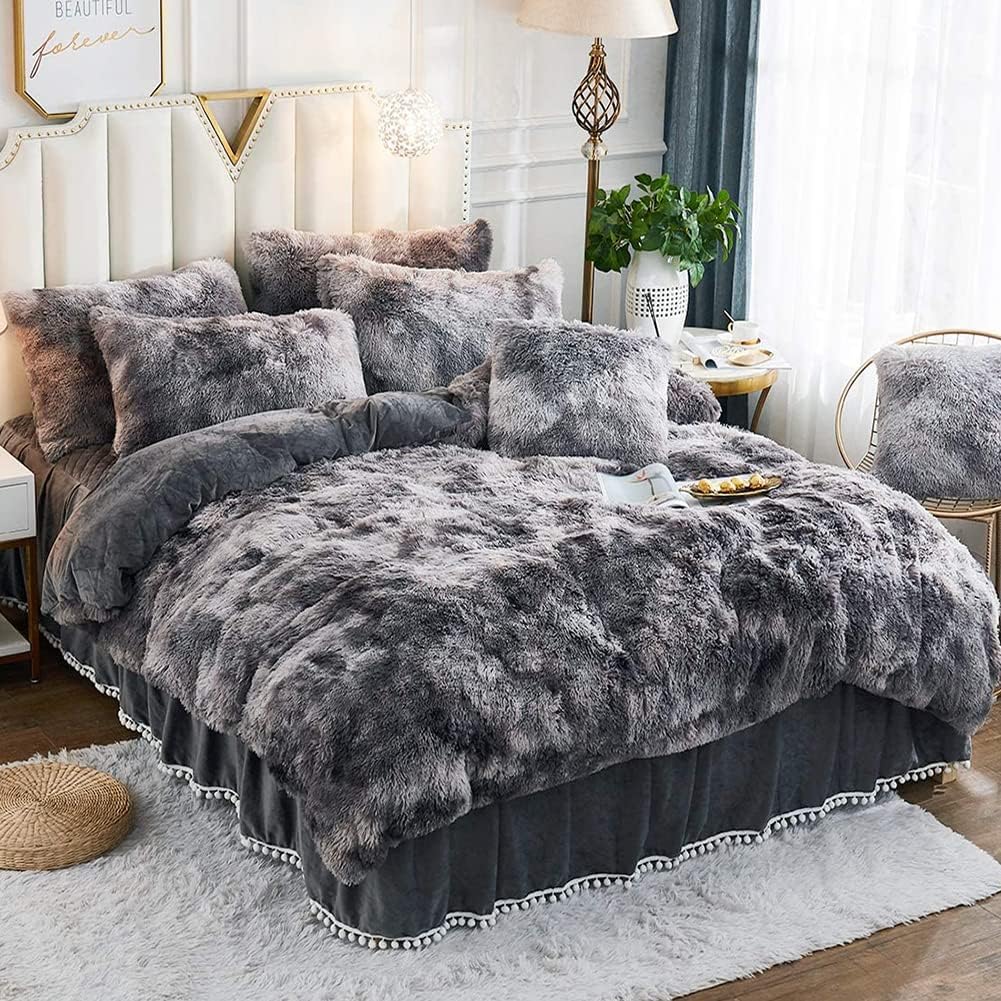 Michorinee Plüsch Bettwäsche 220x240 Winter Flauschig Warme Bettbezug Fleece Flausch Langhaar Kunstf