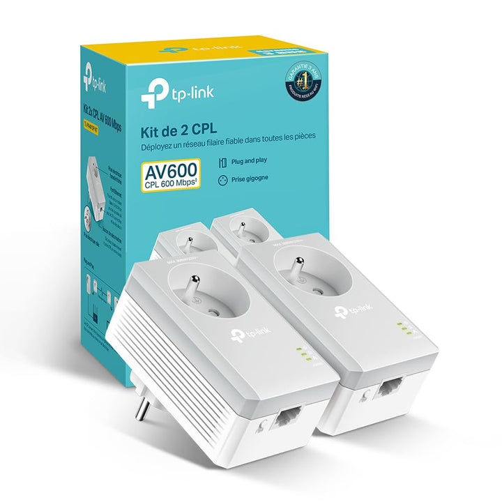 TP-Link CPL AV600 (600-Mbit/s-Debit), 1 Port Fast Ethernet, integrierte französische Version von Pri