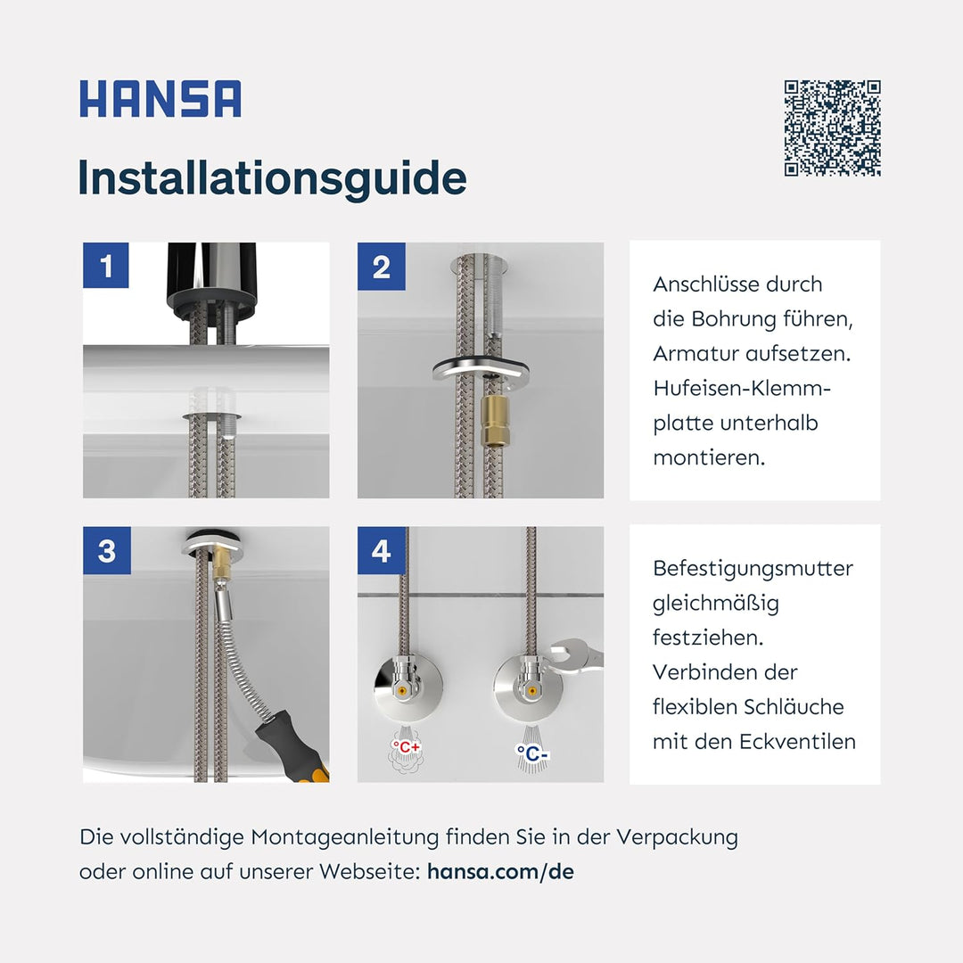 Hansa 51402293 Einhebelmischer/Waschtischbatterie HANSAPOLO DN15 | + Ablaufgarnitur und Zugbetätigun