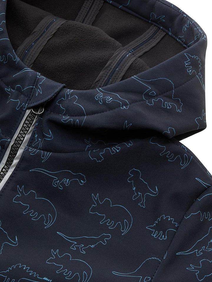 TOM TAILOR Jungen Kinder Softshell Jacke mit Allover - Print 116-122 31643 - Navy Blue Outlined Dino