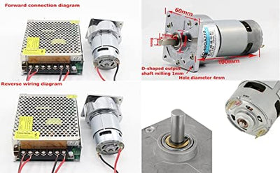 5-600 RPM Speed Reducer Getriebemotor DC 12 / 24V 35W CW/CCW Micro Hohe Drehmoment Drehzahl Getrie