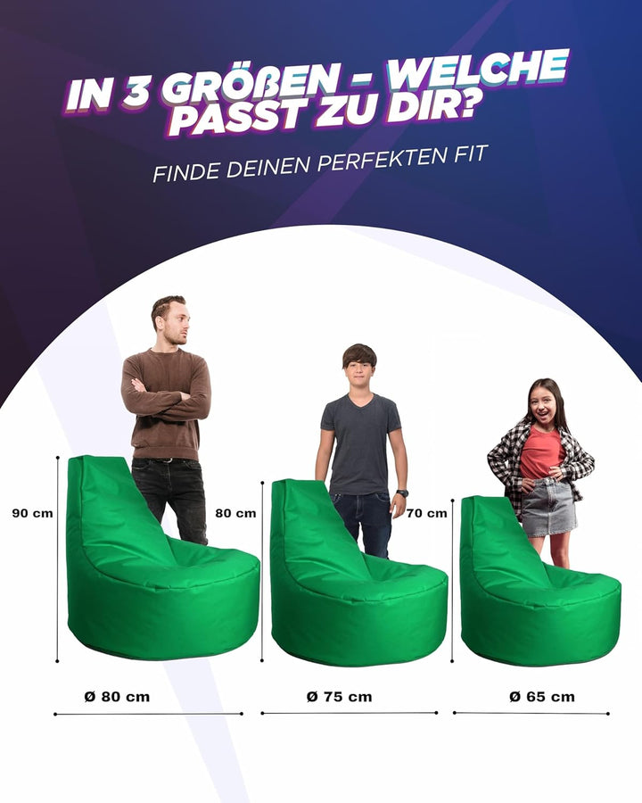 PATCH HOME Gamer Kissen & Lounge Sitzsack – befüllbar mit Reissverschluss, gefüllt mit Styropor, gee