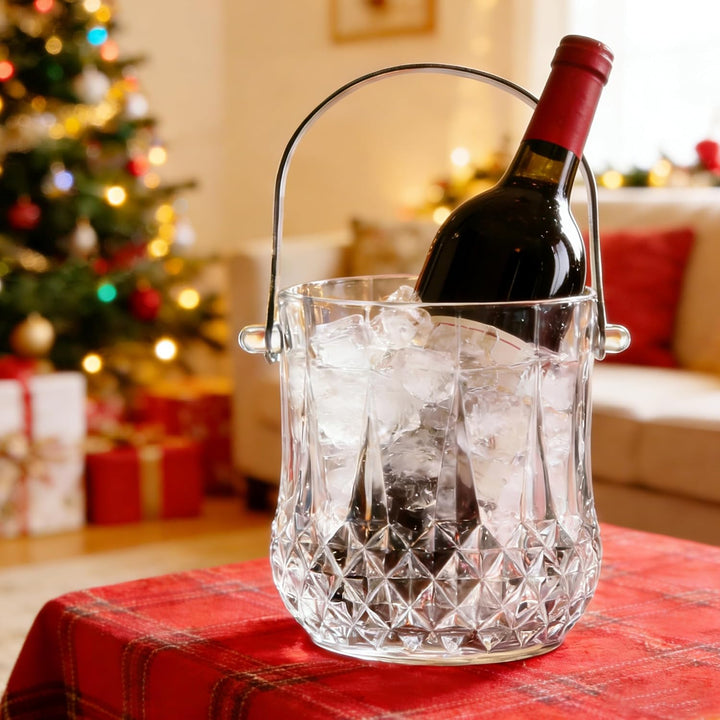 Glas-Eiskübel mit Griff und Eiszange, hält 1,0 l Eiskübel für Cocktailbar, Wein, Zuhause, Bar, Zubeh