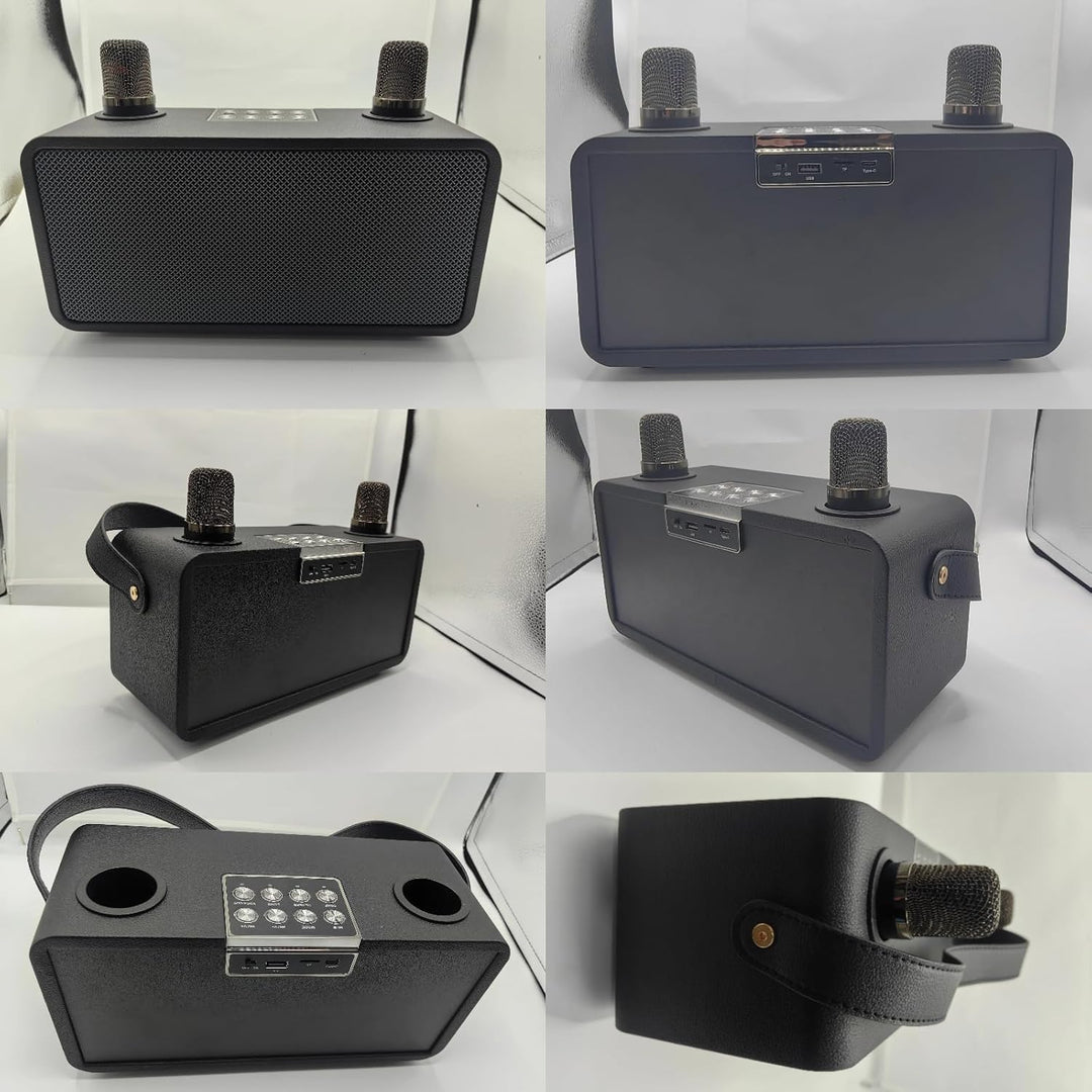 Karaoke-Maschine, Tragbarer Bluetooth-Lautsprecher mit 2 drahtlosen Mikrofonen, Karaoke-Mikrofon für