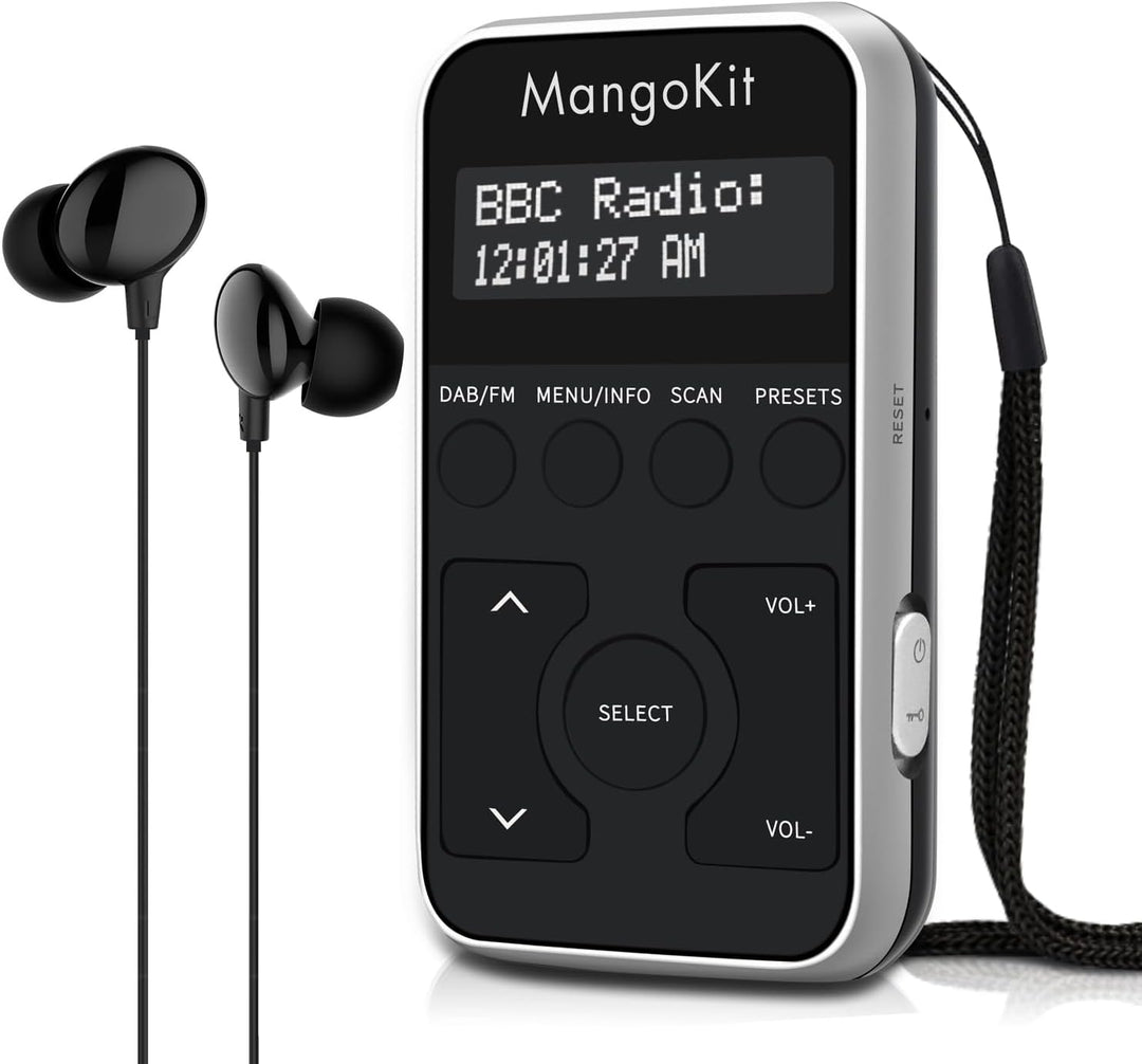 MangoKit MP1+Tragbares Taschen-DAB-Radio DAB/DAB+,persönliches FM-Radio mit Kopfhörern,Sport-DAB-Rad