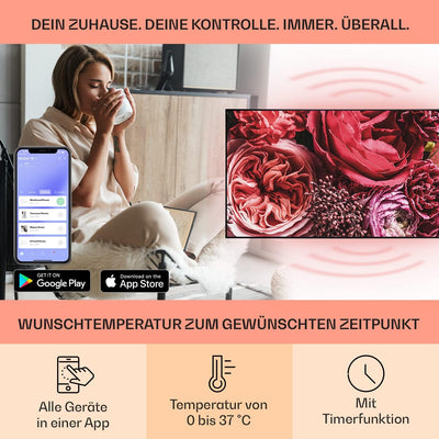 Klarstein Air Art Smart Infrarotheizung, Infrarot Heizung mit IoT/WiFi App-Steuerung, Erkennung Offe