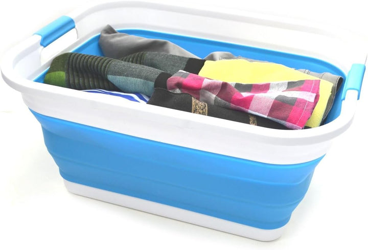 SAMMART 41L Collapsible Plastic Laundry Basket - Foldable Pop Up Storage Container/Organizer - Porta