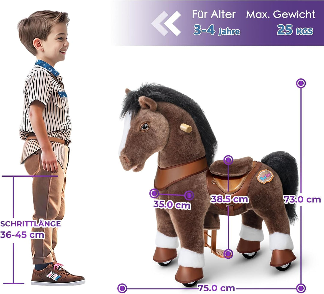 PonyCycle Reitpferd Spielzeug Schaukelpferd für Kinder 3–4 Jahre, Fortschrittlich Modell Y Schokolad