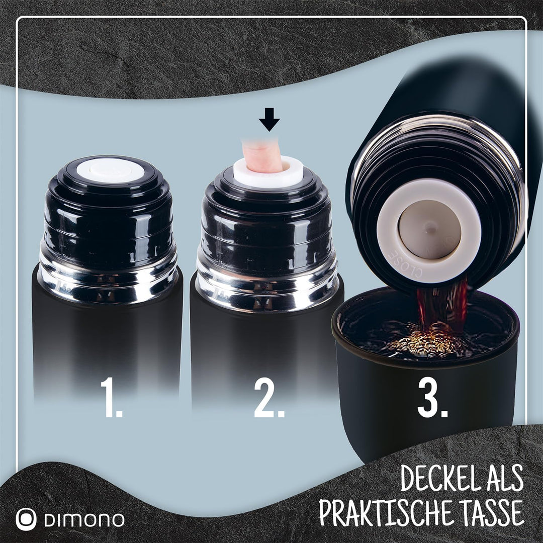 Edelstahl Thermosflasche mit Becher & Bürste; Thermoskanne Doppelwandige Isolierkanne; Auslaufsicher