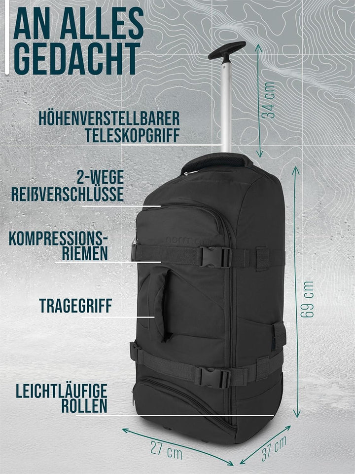 normani Backpacker Reisetaschen-Rucksack mit Trolleyfunktion - Trolley mit Frontloader Funktion und