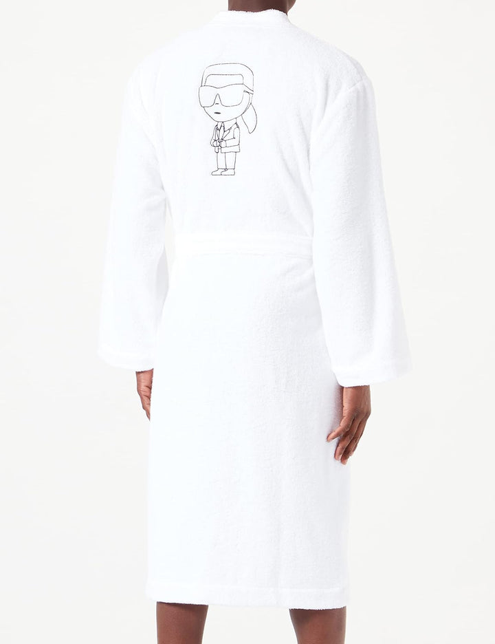 KARL LAGERFELD Herren Ikonik 2.0 Bademantel XL Weiss, XL Weiss