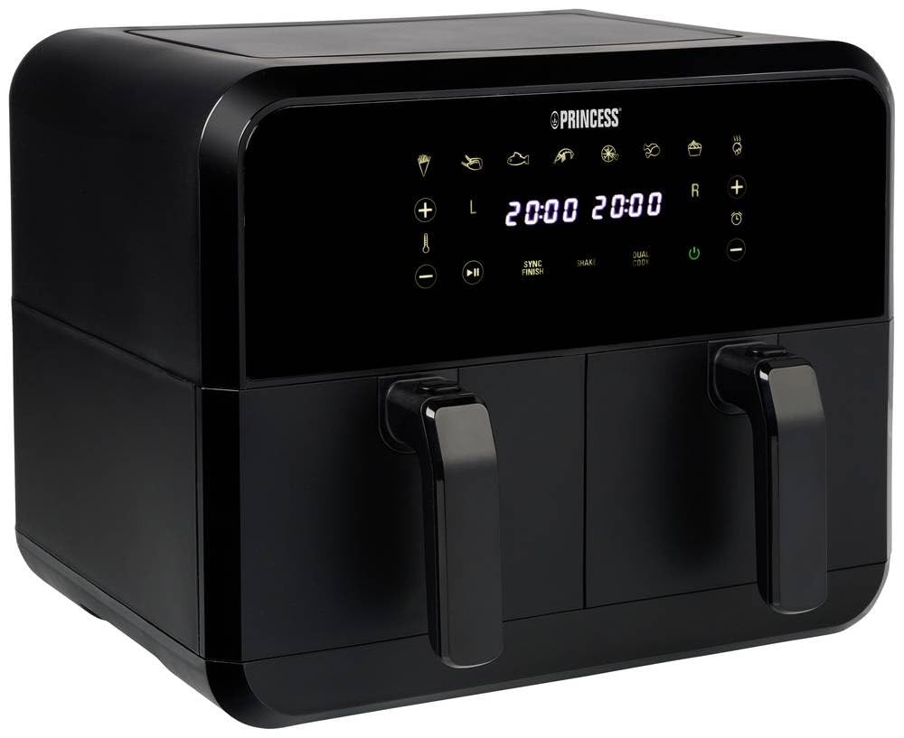 Princess 01.182068.01.001 Dual-Fritteuse Heissluftfunktion, mit Display, Timer-Funktion, Antihaft-Be