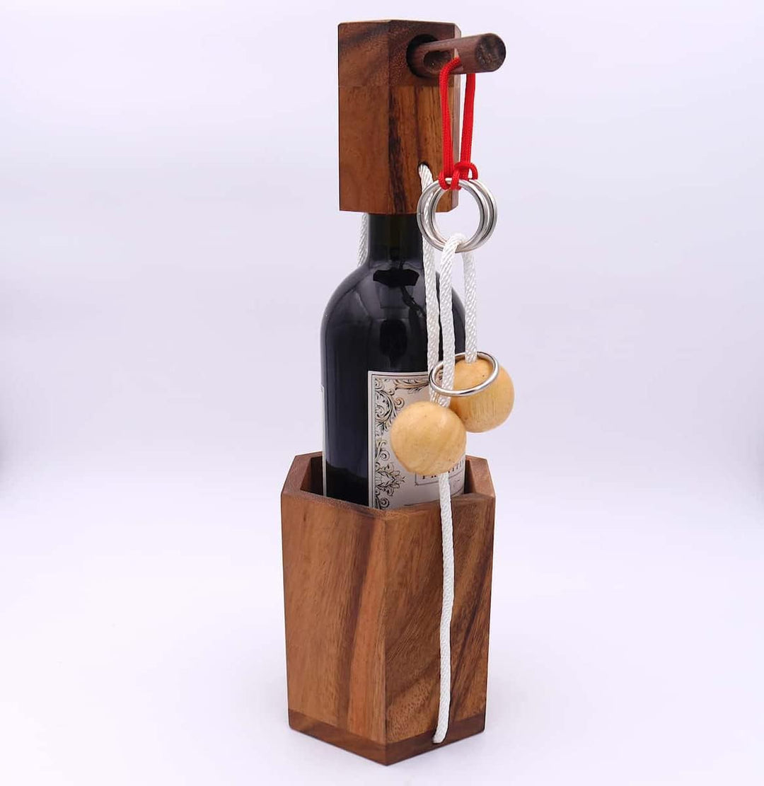 ROMBOL Flaschentresor - Edles Denkspiel aus Holz für grosse Flaschen, Modell:4 4 10 cm x 10 cm x 16