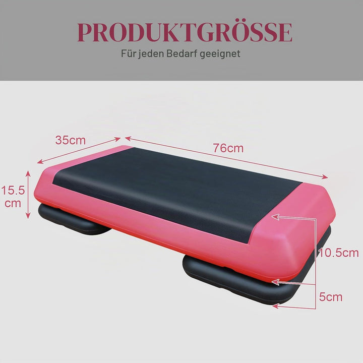 Aerobic Stepper für Fitness und Training, 76x35cm Steppbrett Höhenverstellbar, Step-Plattform-Traine