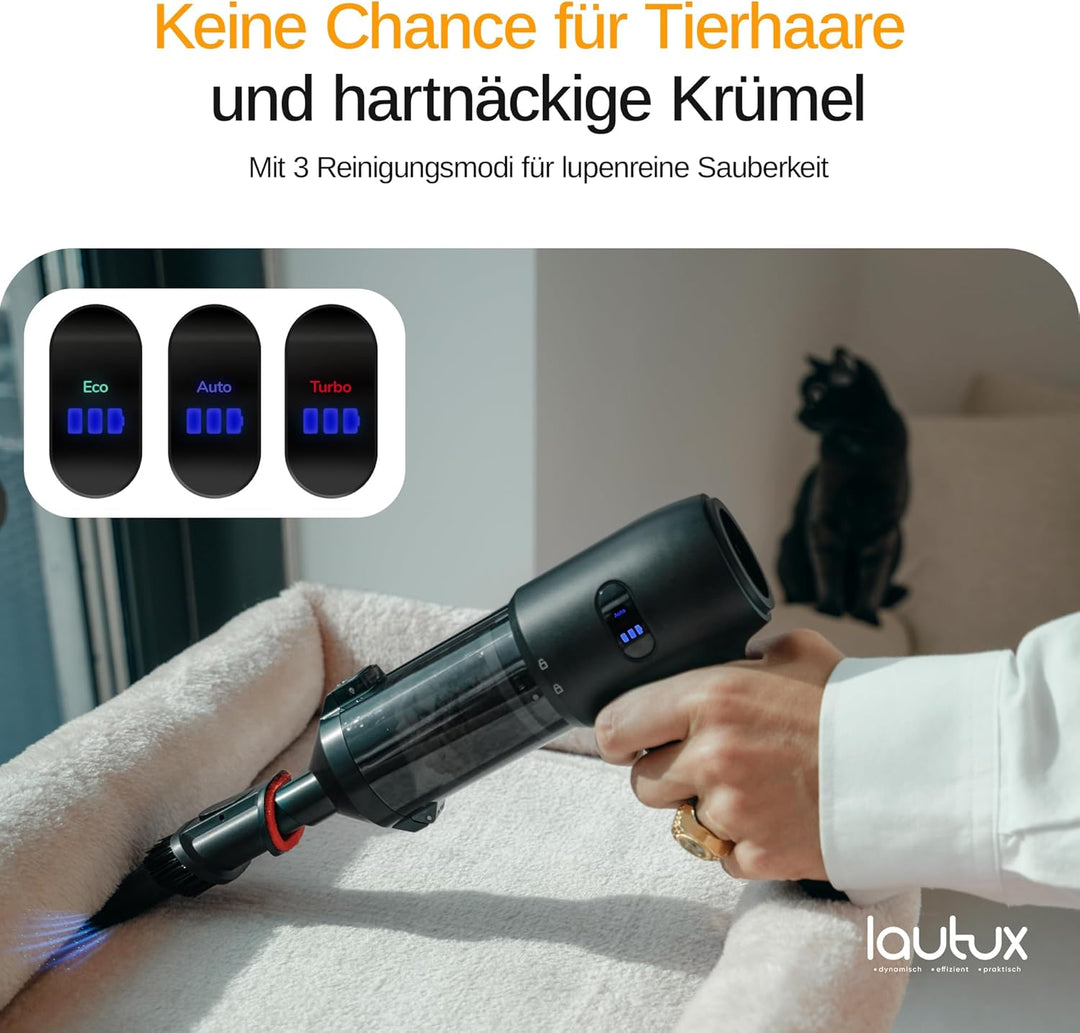 Turbotastic Pro 2 Handstaubsauger – 120W, 18.000Pa, bis 60 Min Laufzeit, HEPA-Filter, LED-Display, 4