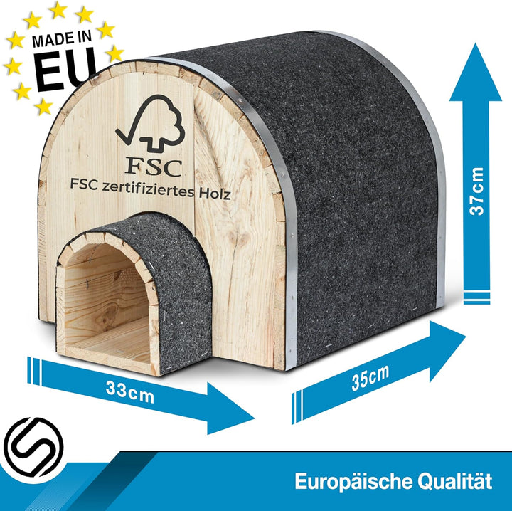 Iglu Igelhaus Winterfest [SCHÜTZT VOR FRESSFEINDEN] - inkl. Dachpappe für optimalen Wetterschutz - P