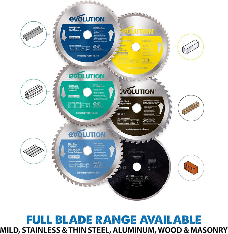 Evolution Evoblade 230 AL Kreissägeblatt für Stahl, 230 mm, Wolframcarbid (TCT)