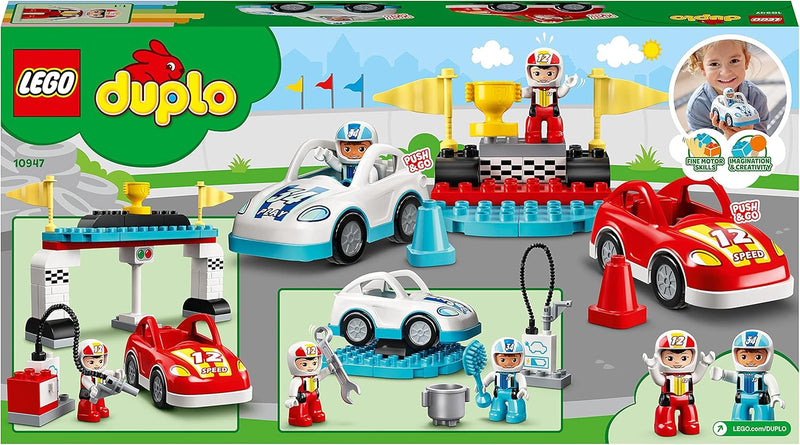 LEGO 10947 DUPLO Rennwagen Spielzeugautos, Kleinkinder Spielzeug, Kinderspielzeug ab 2 Jahre Standar