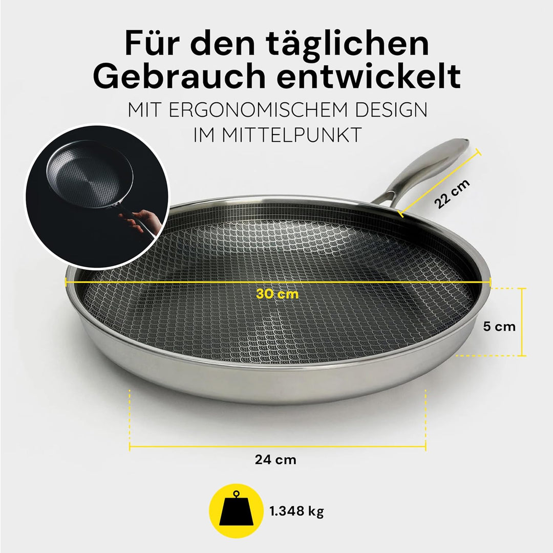 Miso Bratpfanne 30 cm, Keramik Antihaft Pfanne, Induktion &amp; PFAS-Frei hybrid pfanne, Kratzfeste Besc