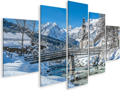 Bild auf Leinwand Panorama Blick Auf Malerische Winterlandschaft In Den Bayerischen Alpen Mit Berühm