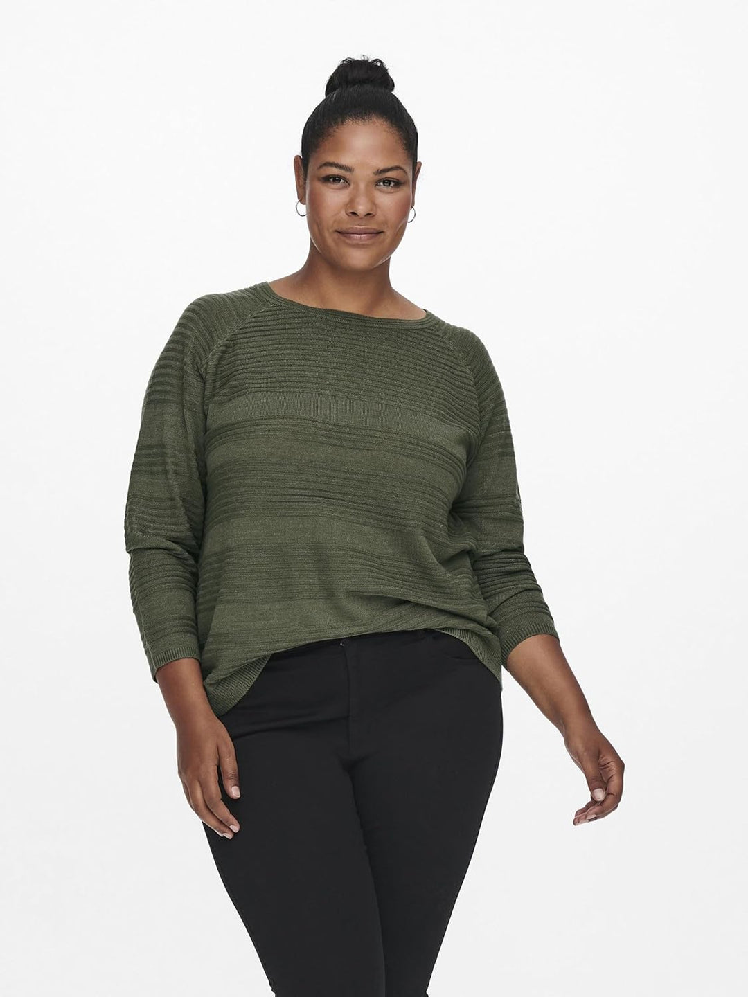 ONLY Carmakoma Damen Carairplain L/S KNT Noos Pullover, Kalamata