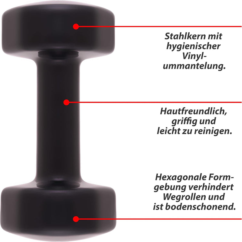 MAXXIVA® Hantelset Kurzhanteln Vinyl Stahlkern Fausthanteln Gymnastikhanteln Sport Krafttraining Fit