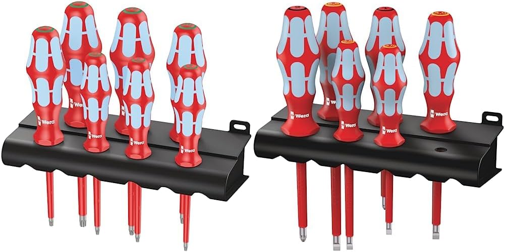 Wera 3167 i/7 VDE-isolierter TORX® Schraubendrehersatz, Edelstahl + Rack, 7-teilig & 3165 i/6 Schrau
