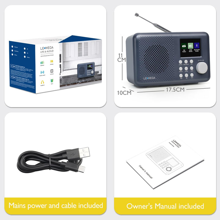 DAB-Radio mit Farbdisplay I DAB+ Tragbares Bluetooth-Radio I Digitale Radios mit Netzanschluss I UKW