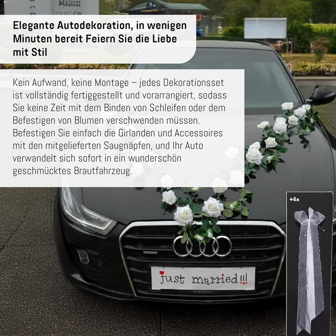 Rosen Girlande Braut Paar Rose Deko Dekoration Autoschmuck Hochzeit Car Auto Wedding ®Auto-schmuck D