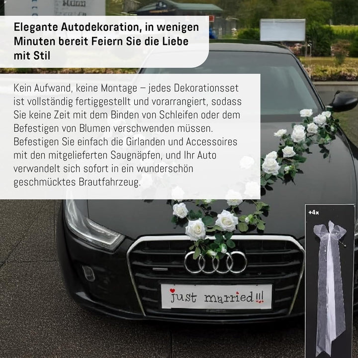 Rosen Girlande Braut Paar Rose Deko Dekoration Autoschmuck Hochzeit Car Auto Wedding ®Auto-schmuck D