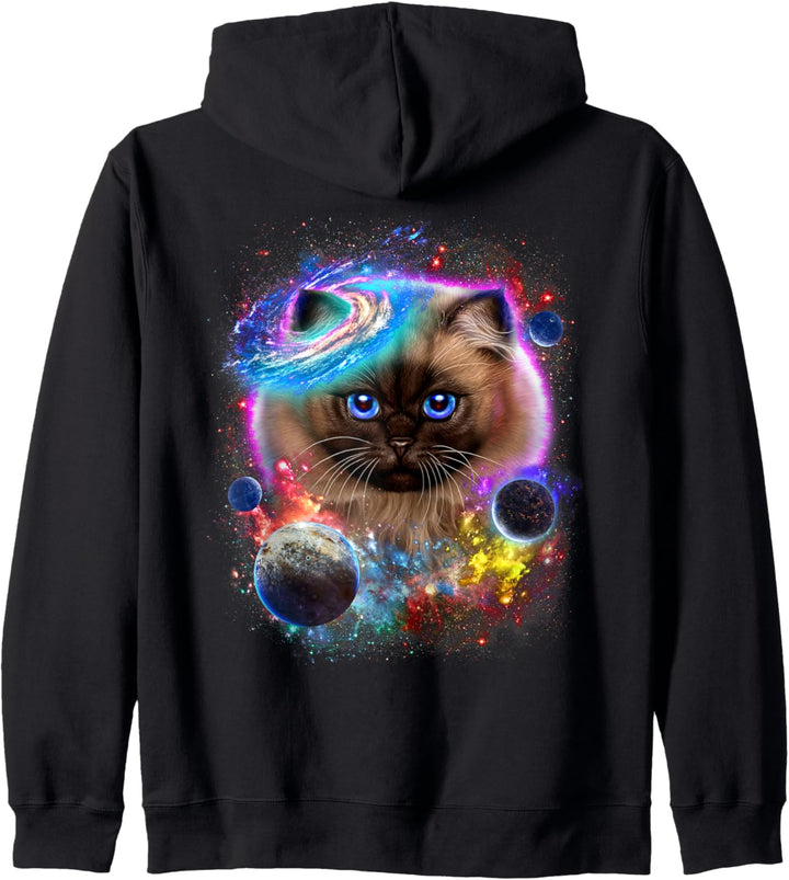 Siamesische Katze im Weltraum wirbeln in der Galaxie Kapuzenjacke
