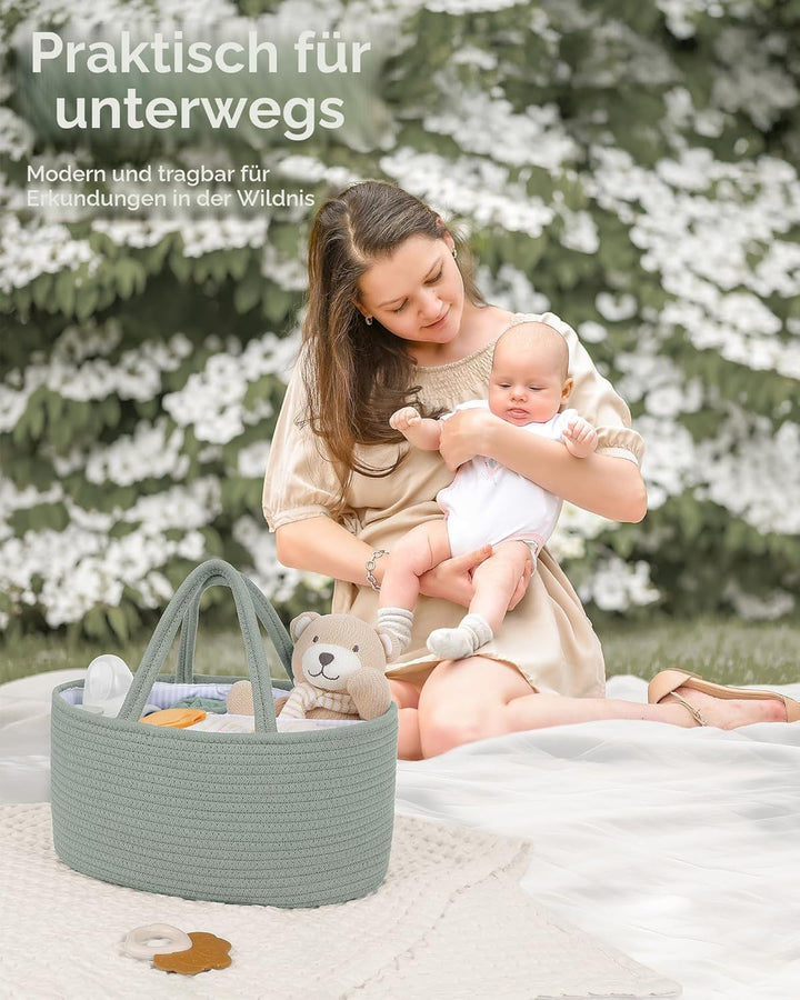 Maliton Wickeltisch Organizer，Baby Organizer Korb，Aufbewahrungskorb für den Wickeltisch，Windel Caddy