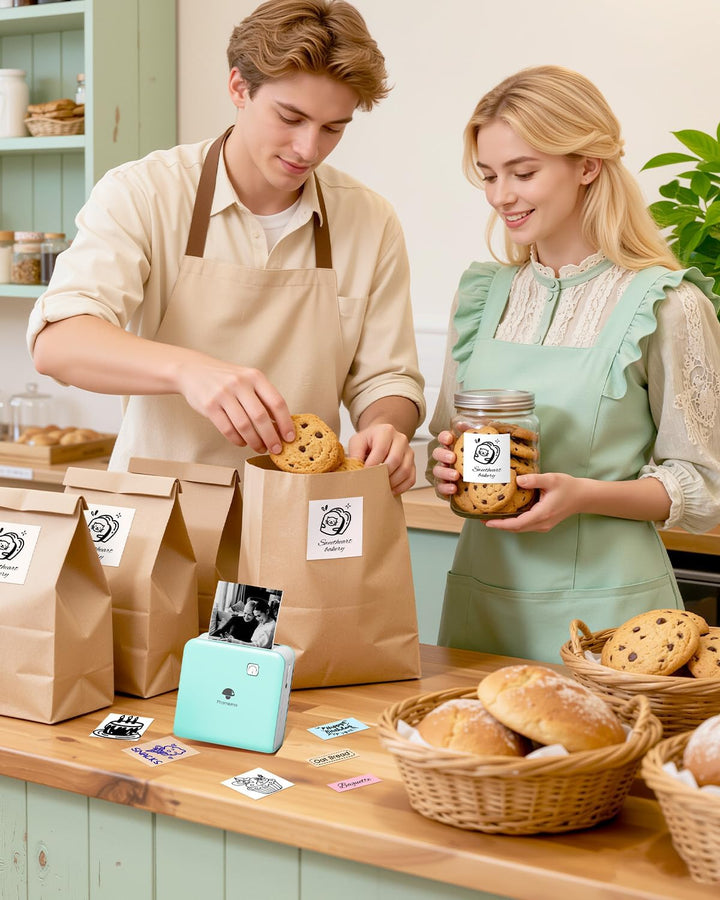 Phomemo Mini Drucker Drucker für Smartphone, P2S Bluetooth Aufkleber Drucker für Lernen, Mini Tragba