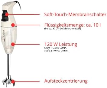 ESGE-Zauberstab 9240024 E 120 Select Creme, Stabmixer, Pürierstab inkl. Multimesser, Schlagscheibe F