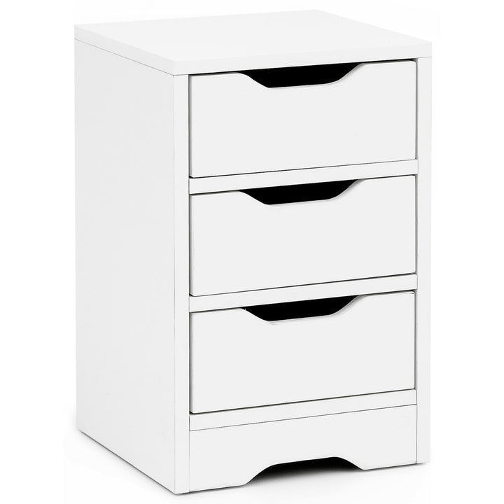 Wohnling Nachtkonsole WL5.704 31x49x31 cm Weiss Matt mit 3 Schubladen | Weisse Nachtkommode mit Stau
