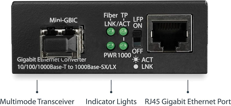 StarTech.com Multimode (MM) LC Glasfaser Medienkonverter für 10/100/1000 Netzwerk - 550m - Gigabit E