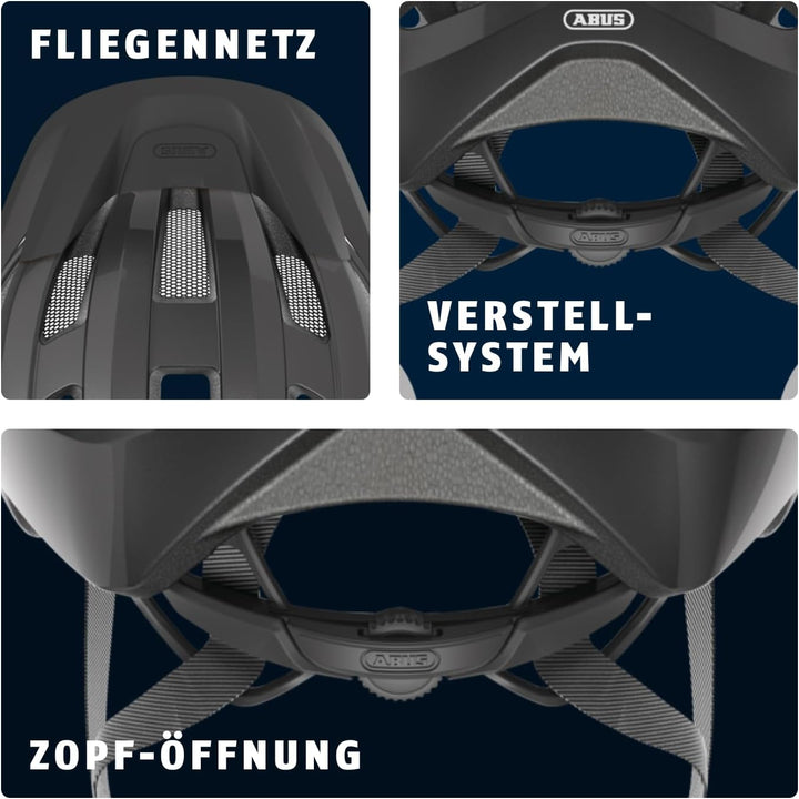 ABUS Rennradhelm Macator - sportiver Fahrradhelm für Einsteiger - auch für Zopfträger/-innen - für D