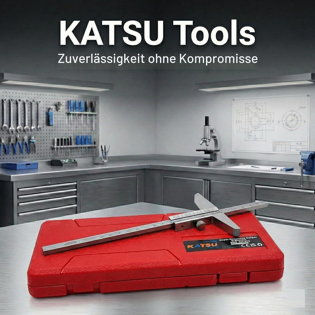 KATSU Tiefenmessschieber 0–200mm 0,02 mm Genauigkeit Metrisches Tiefenmess-Messschieber Messwerkzeug
